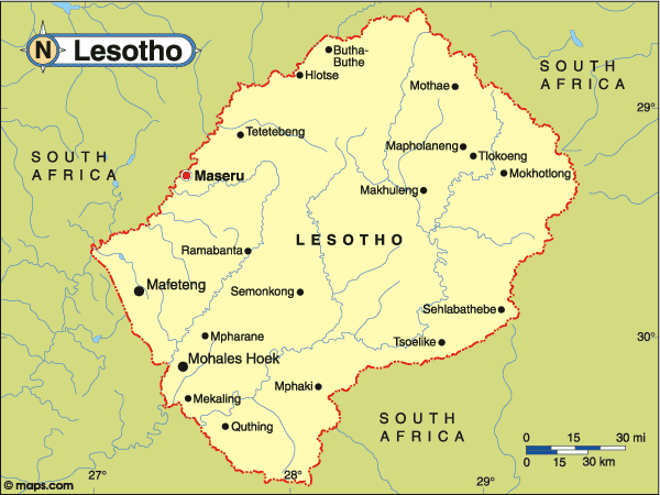 Harta Lesotho: consulta harta politica a Lesoto pe Infoturism.ro