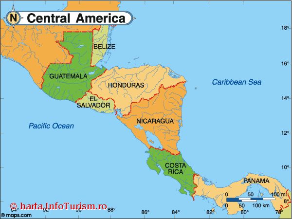 harta America Centrala
