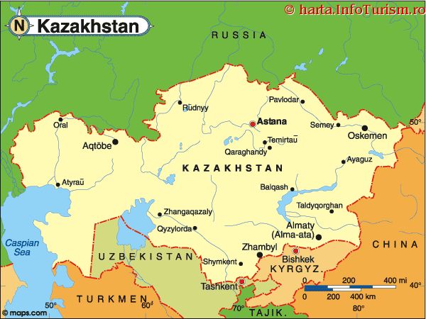 Harta Kazahstan: consulta harta politica a kazahstanului pe Infoturism.ro