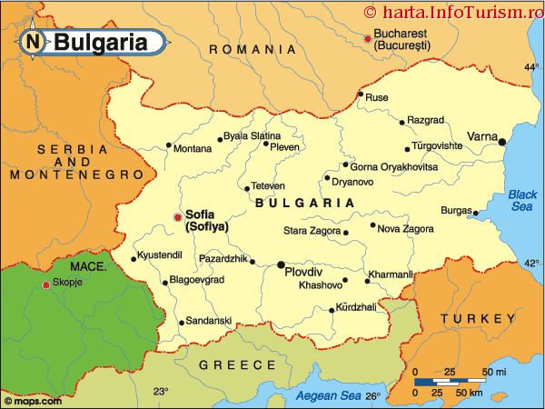 harta interactiva bulgaria Harta Bulgaria: consulta harta politica a Bulgariei pe Infoturism.ro
