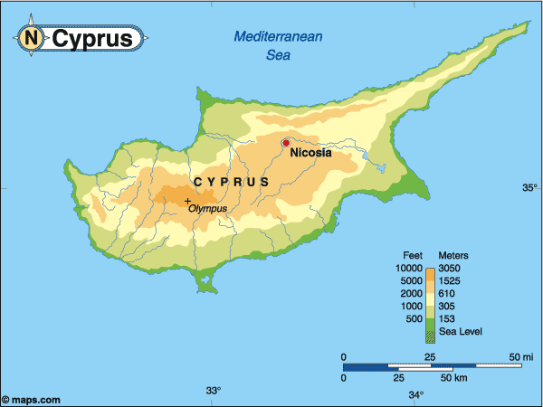 Harta Cipru Consulta Harta Fizica A Ciprului Pe Infoturism Ro