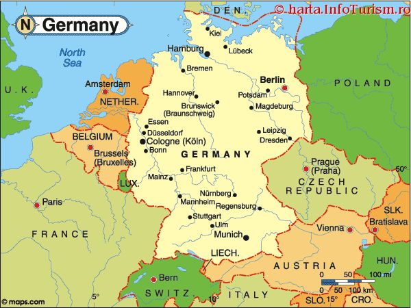 harta fizica a germaniei Harta Germania