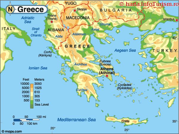harta fizica a greciei Harta Grecia: consulta harta fizica a Greciei pe Infoturism.ro