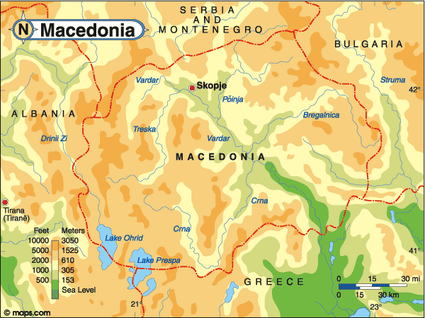 Harta Macedonia: consulta harta fizica a Macedoniei pe Infoturism.ro