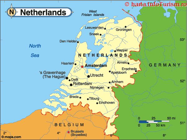 Harta Olanda: consulta harta politica a Olandei pe Infoturism.ro