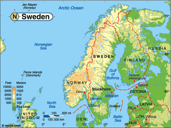 harta europei suedia Harta Suedia: consulta harta fizica a Suediei pe Infoturism.ro