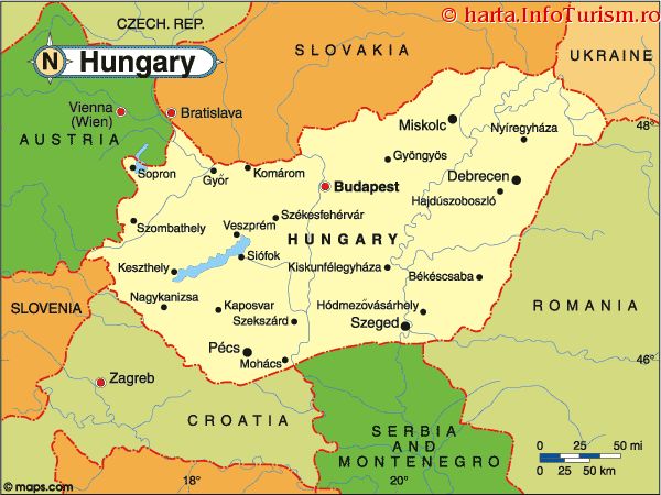 harta europei ungaria Harta Ungaria